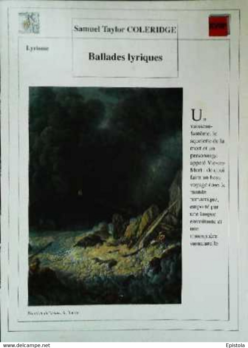 ►   Fiche   Litterature   Samuel Taylor Coleridge Ballades Lyriques Eruption De Vésuve A Ducros - Didactische Kaarten