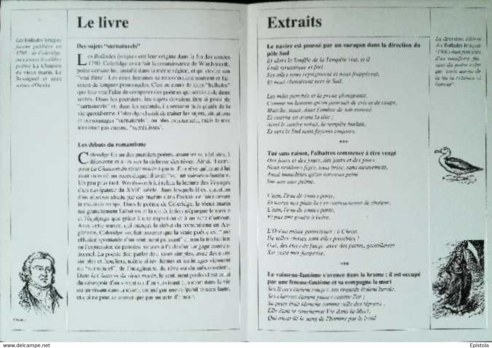 ►   Fiche   Litterature   Samuel Taylor Coleridge Ballades Lyriques Eruption De Vésuve A Ducros - Didactische Kaarten