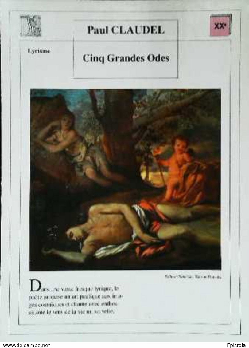 ►   Fiche   Litterature   Paul Claudel  Cinq Grandes Odes Echo Et Narcisse Nicolas Poussin - Didactische Kaarten