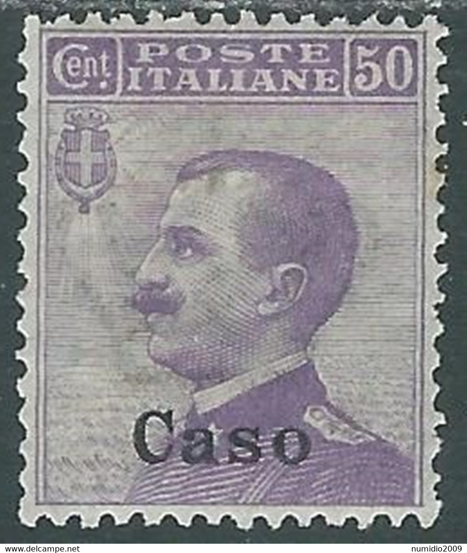 1912 EGEO CASO EFFIGIE 50 CENT MH * - RF37-4 - Ägäis (Caso)