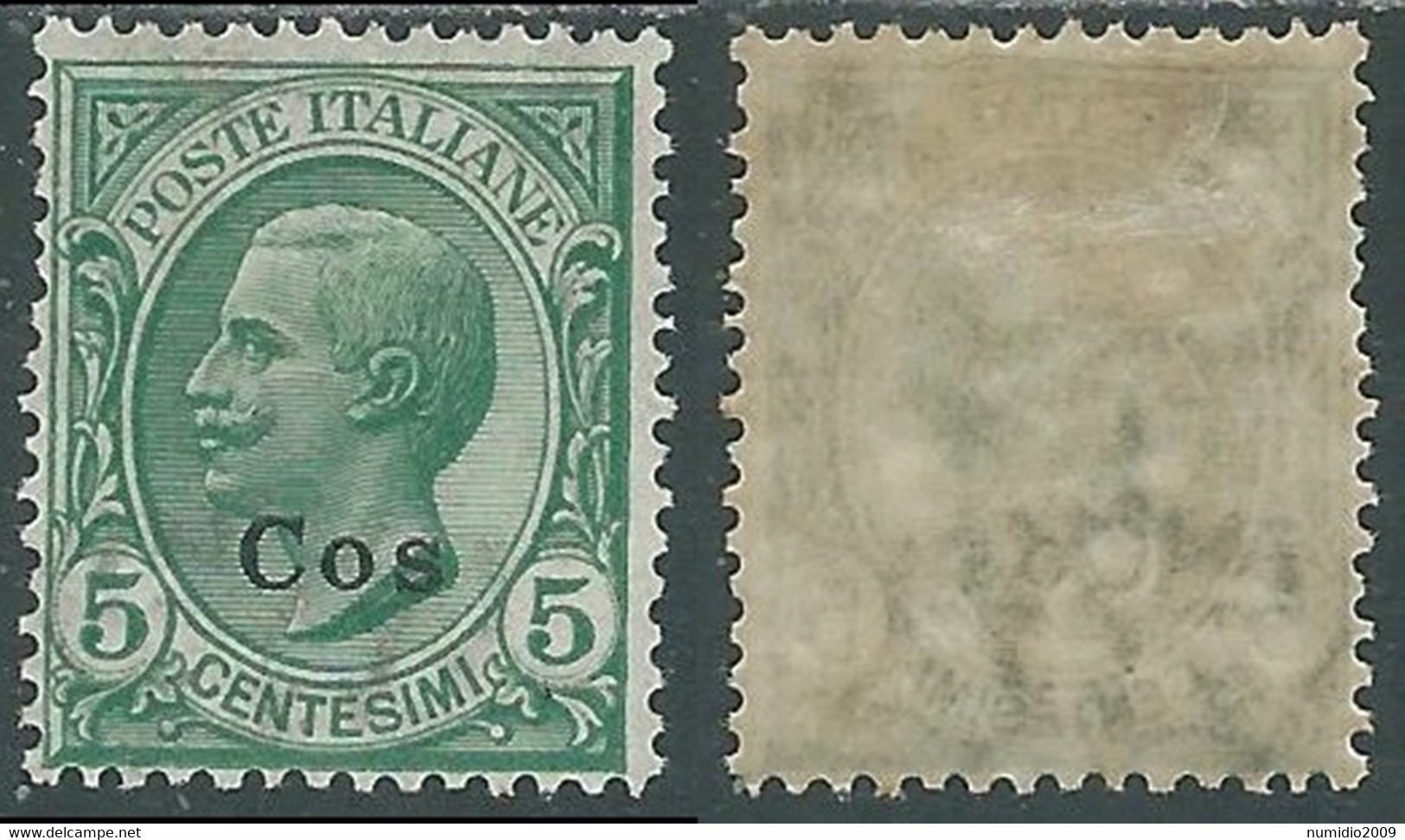 1912 EGEO COO EFFIGIE 5 CENT MH * - E203 - Ägäis (Coo)