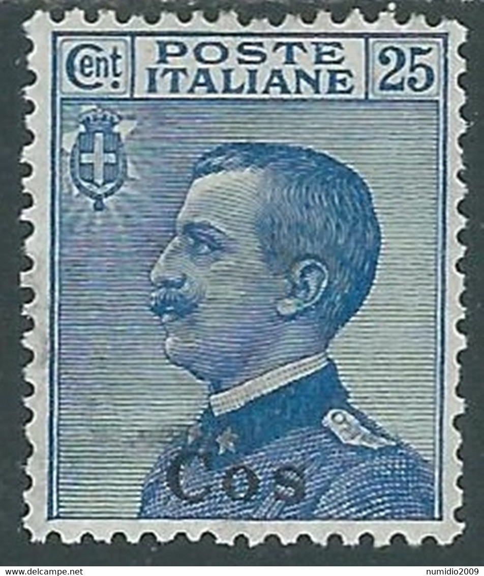 1912 EGEO COO EFFIGIE 25 CENT MH * - RF37-5 - Ägäis (Coo)