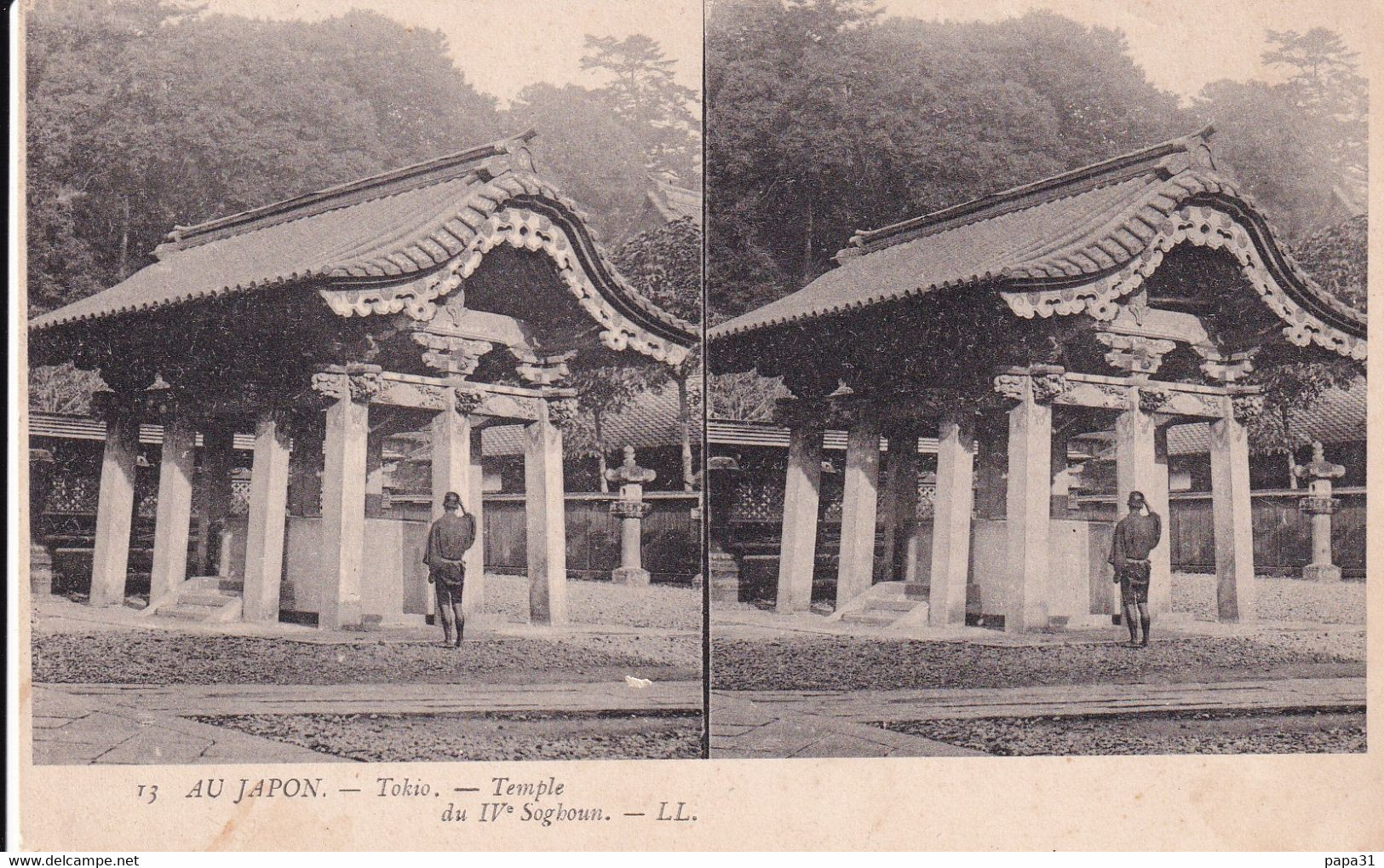 AU JAPON  Tokio  Temple Du IV é Sogboun  Carte  Stéréoscopique - Cartes Stéréoscopiques