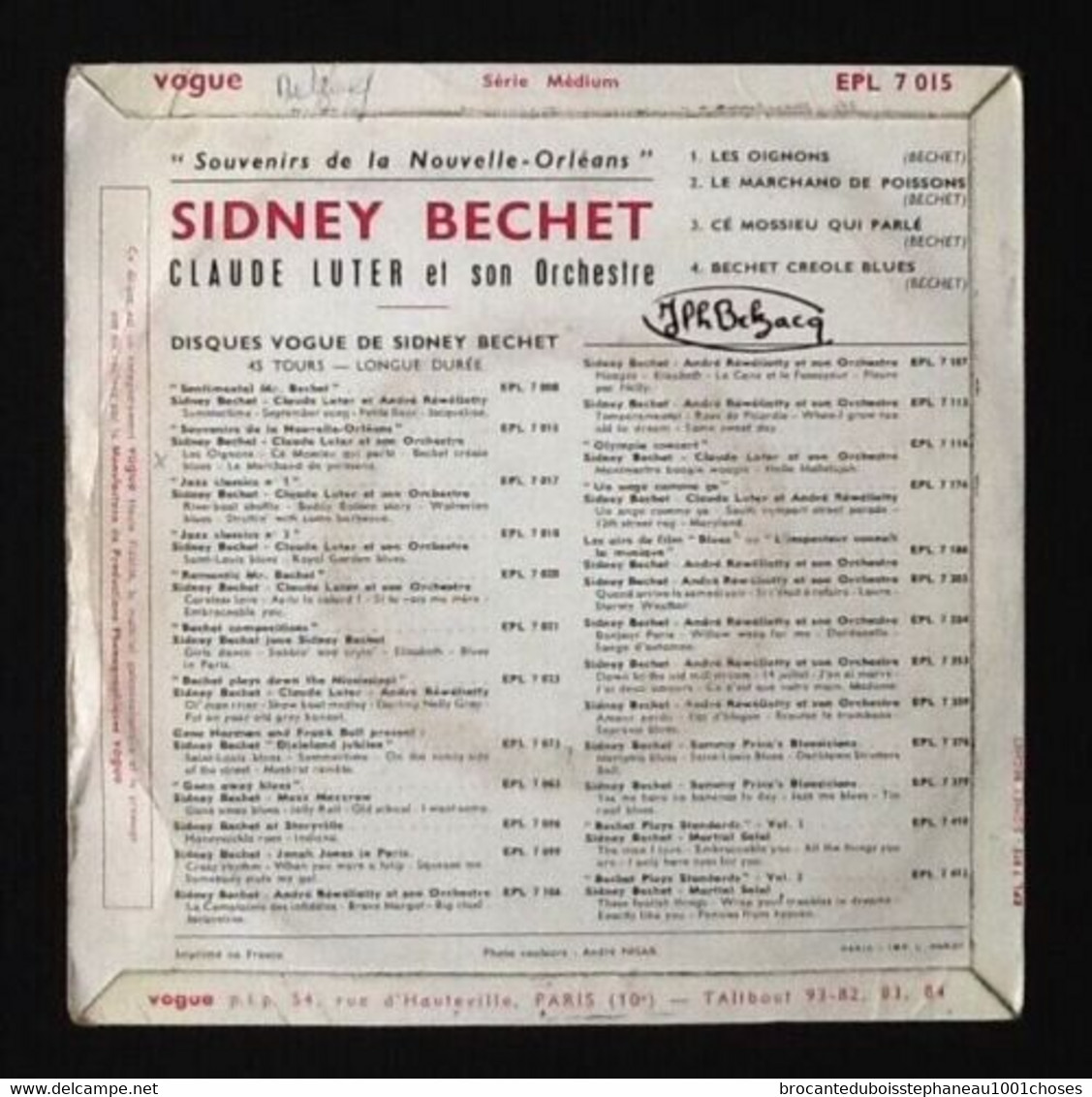 Vinyle 45 Tours Sidney Bechet Et Claude Luter Et Son Orchestre (1958) - Jazz