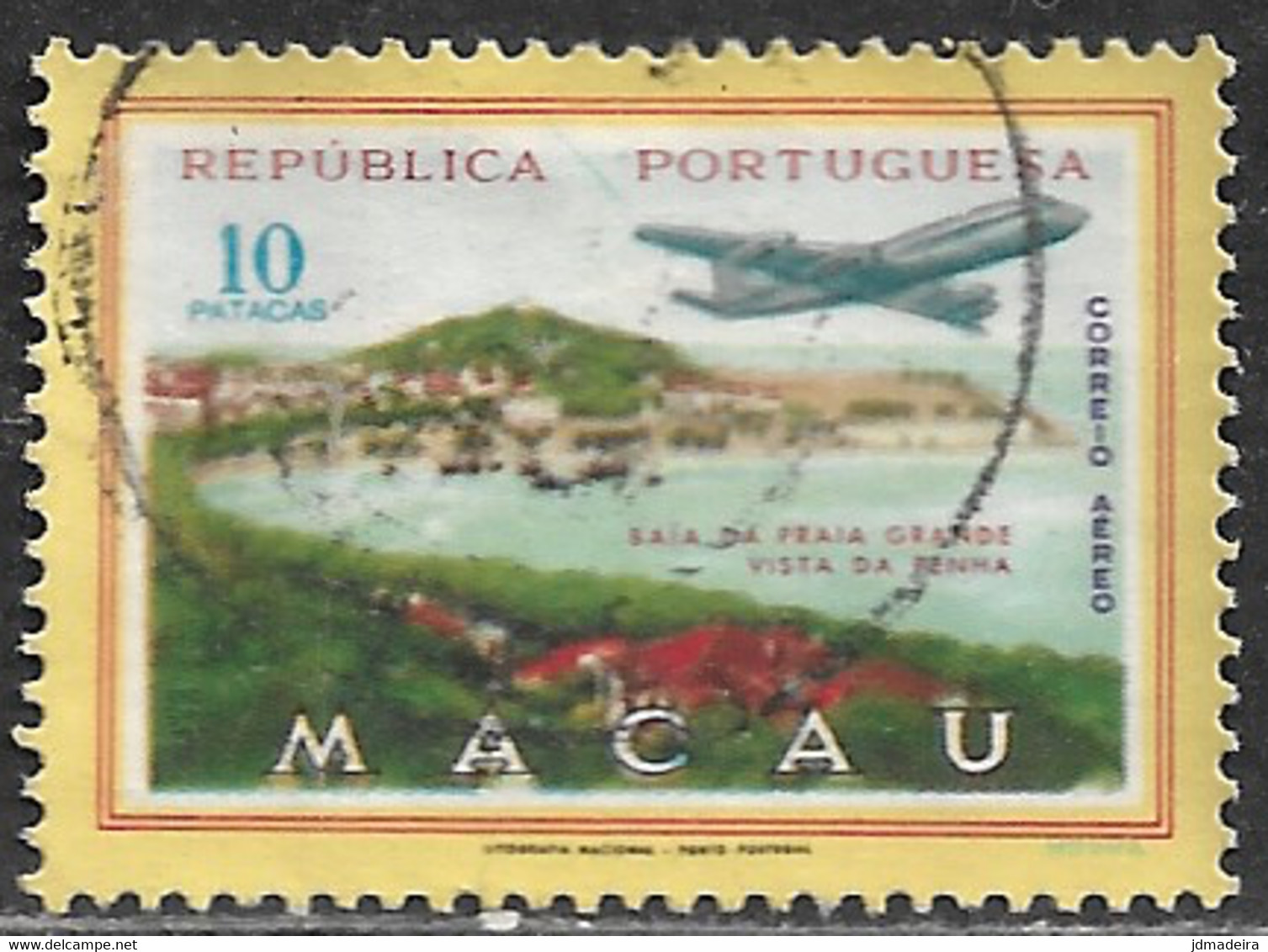 Macau Macao – 1960 Airmail 10 Patacas Used Stamp - Oblitérés