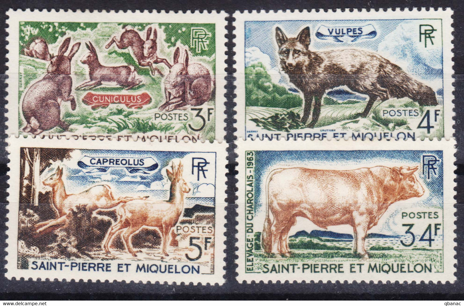 St. Pierre & Miquelon 1964 Animals Mi#408-411 Mint Hinged - Nuevos