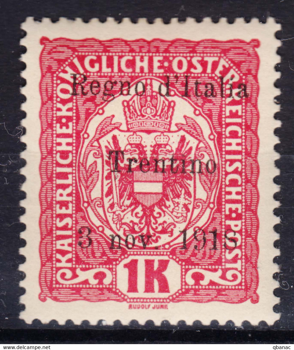 Italy Trento, Trentino Alto Adige 1918 Sassone#15 Mint Hinged - Trentino