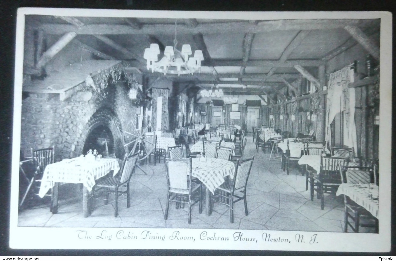 ►  COCHRAN HOUSE  "The Log Cabin Dining Room Restaurant " Interior  NEWTON NJ 1930s - Edison
