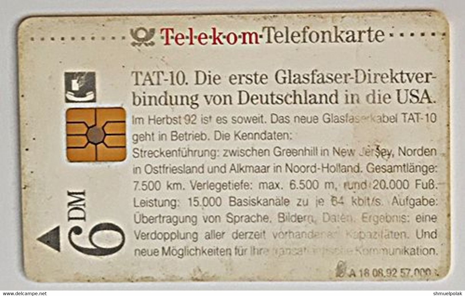 GERMANY Phone Card Telefonkarte Deutsche Telkom 1992 6DM 57000 Units Have Been Issued - Altri & Non Classificati