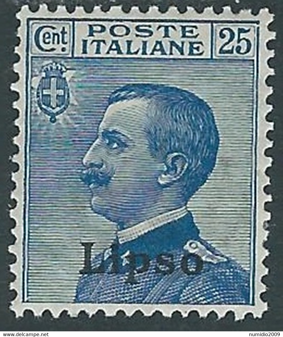 1912 EGEO LIPSO EFFIGIE 25 CENT MH * - RF37-6 - Ägäis (Lipso)