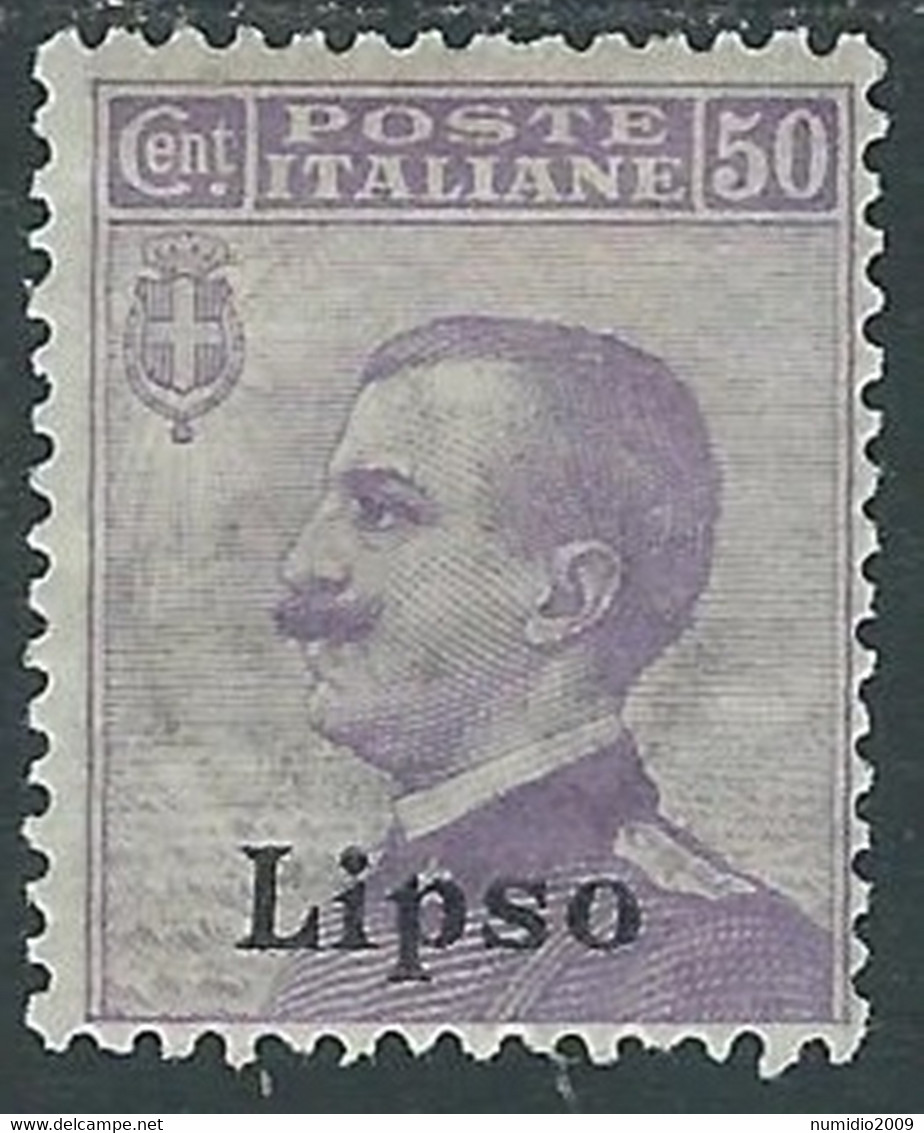 1912 EGEO LIPSO EFFIGIE 50 CENT MH * - RF37-6 - Ägäis (Lipso)