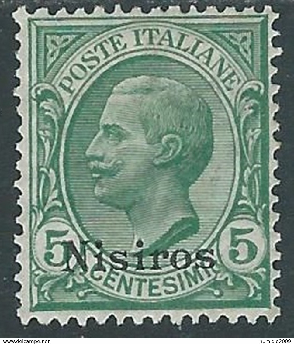 1912 EGEO NISIRO EFFIGIE 5 CENT MH * - RF37-6 - Ägäis (Nisiro)