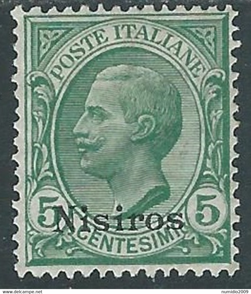 1912 EGEO NISIRO EFFIGIE 5 CENT MH * - RF37-6 - Egée (Nisiro)