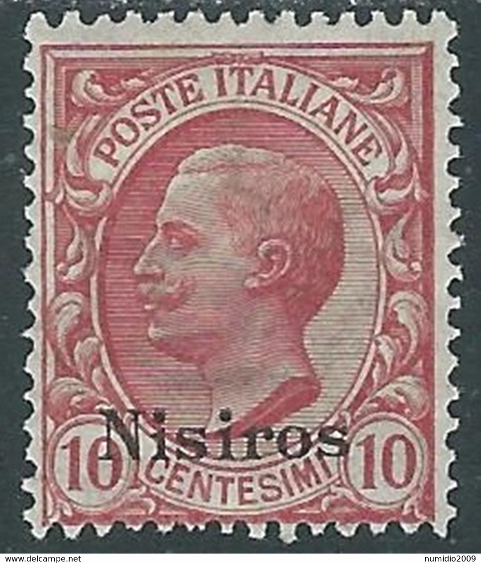1912 EGEO NISIRO EFFIGIE 10 CENT MH * - RF37-6 - Egée (Nisiro)