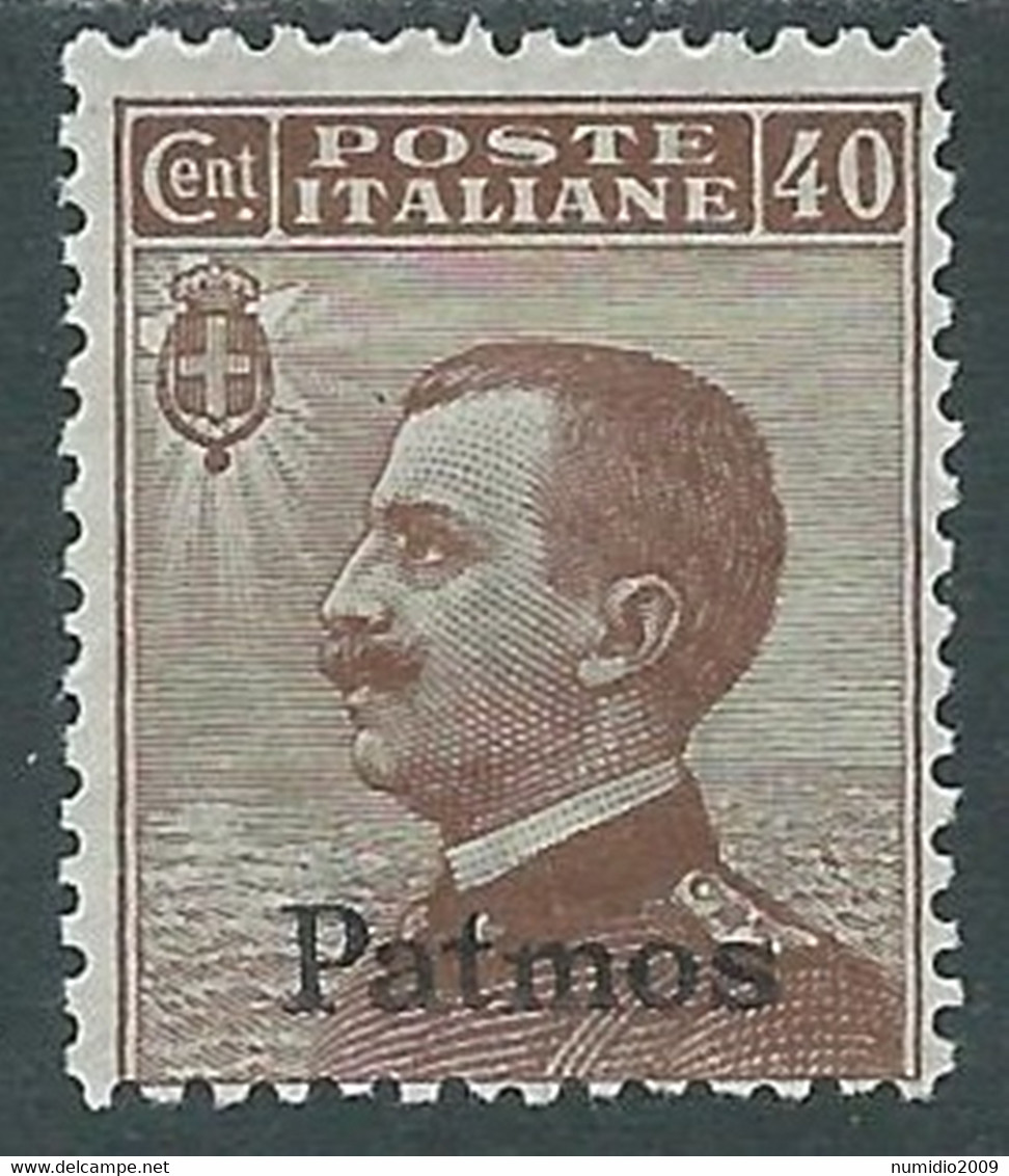 1912 EGEO PATMO EFFIGIE 40 CENT MH * - RF37-6 - Egeo (Patmo)