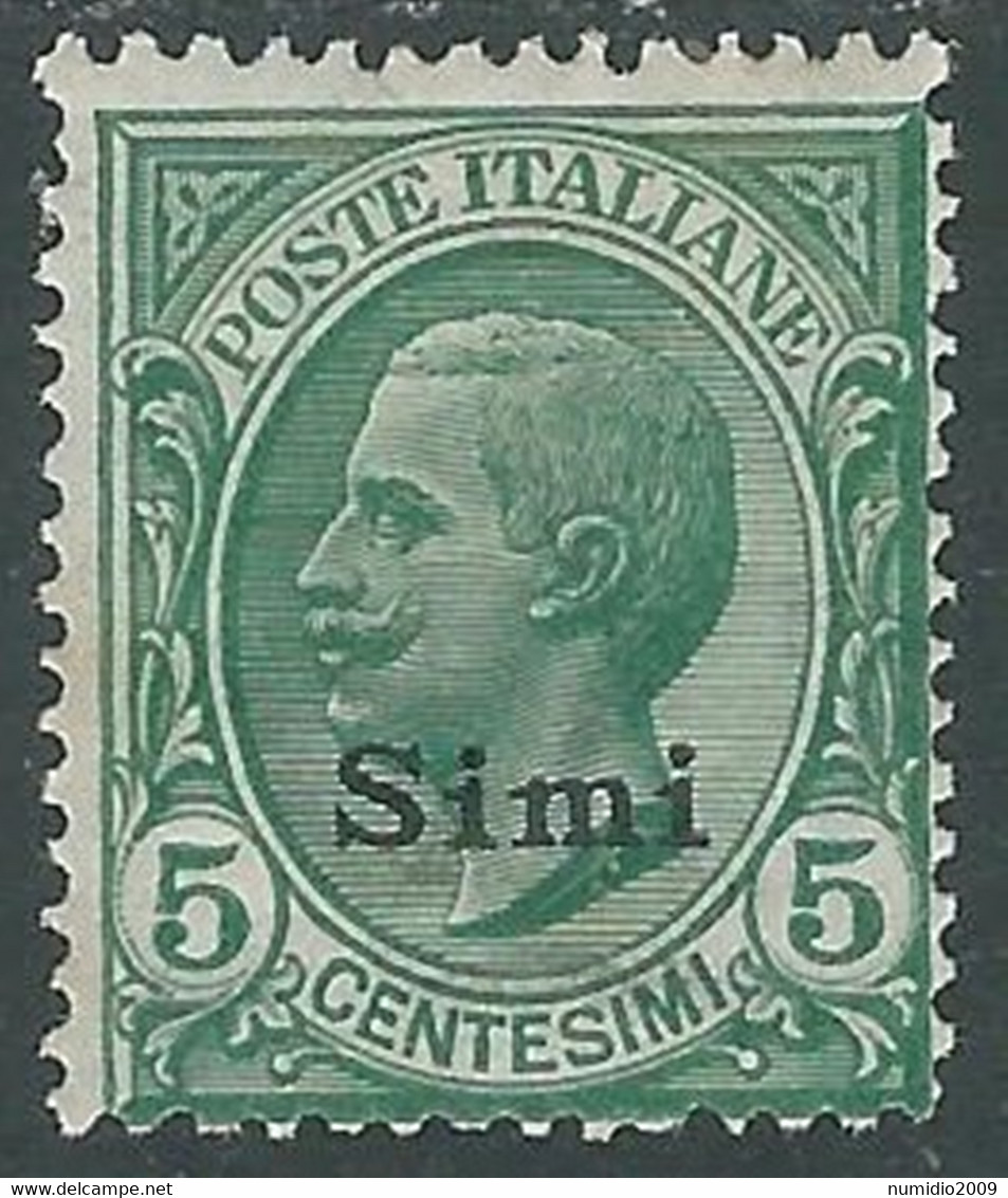 1912 EGEO SIMI EFFIGIE 5 CENT MH * - RF37-8 - Ägäis (Simi)