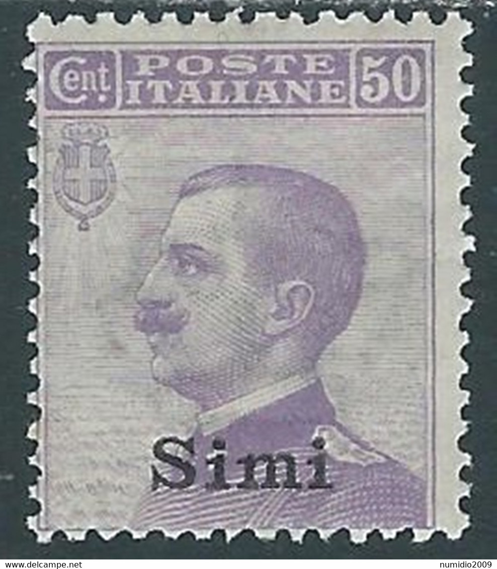 1912 EGEO SIMI EFFIGIE 50 CENT MH * - RF37-8 - Ägäis (Simi)