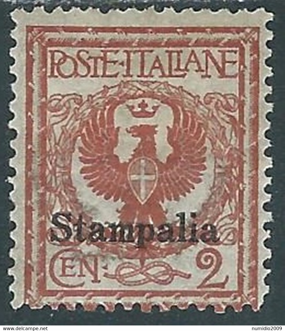 1912 EGEO STAMPALIA AQUILA 2 CENT MH * - RF37-8 - Aegean (Stampalia)
