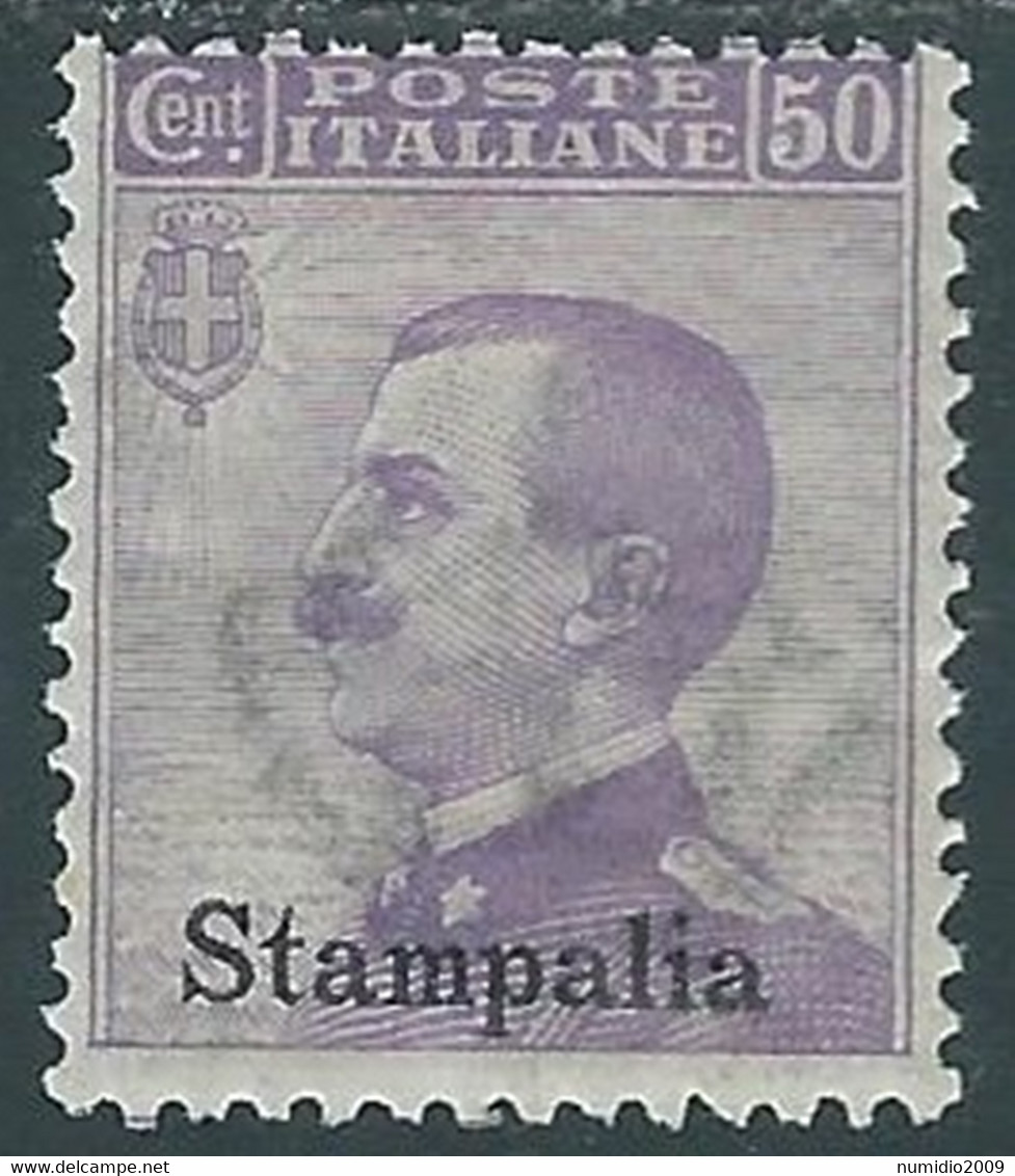 1912 EGEO STAMPALIA EFFIGIE 50 CENT MH * - RF37-9 - Ägäis (Stampalia)
