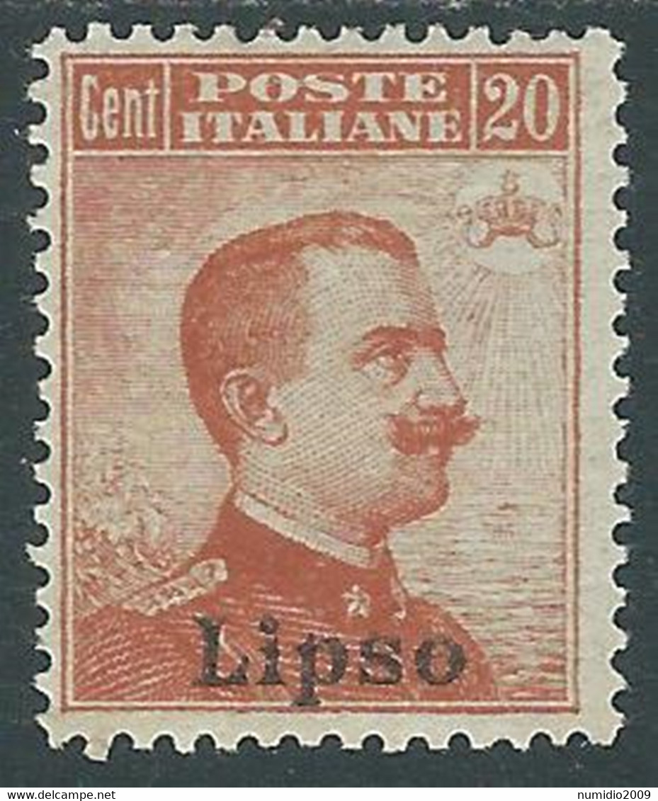 1917 EGEO LIPSO EFFIGIE 20 CENT MH * - RF35-8 - Egeo (Lipso)