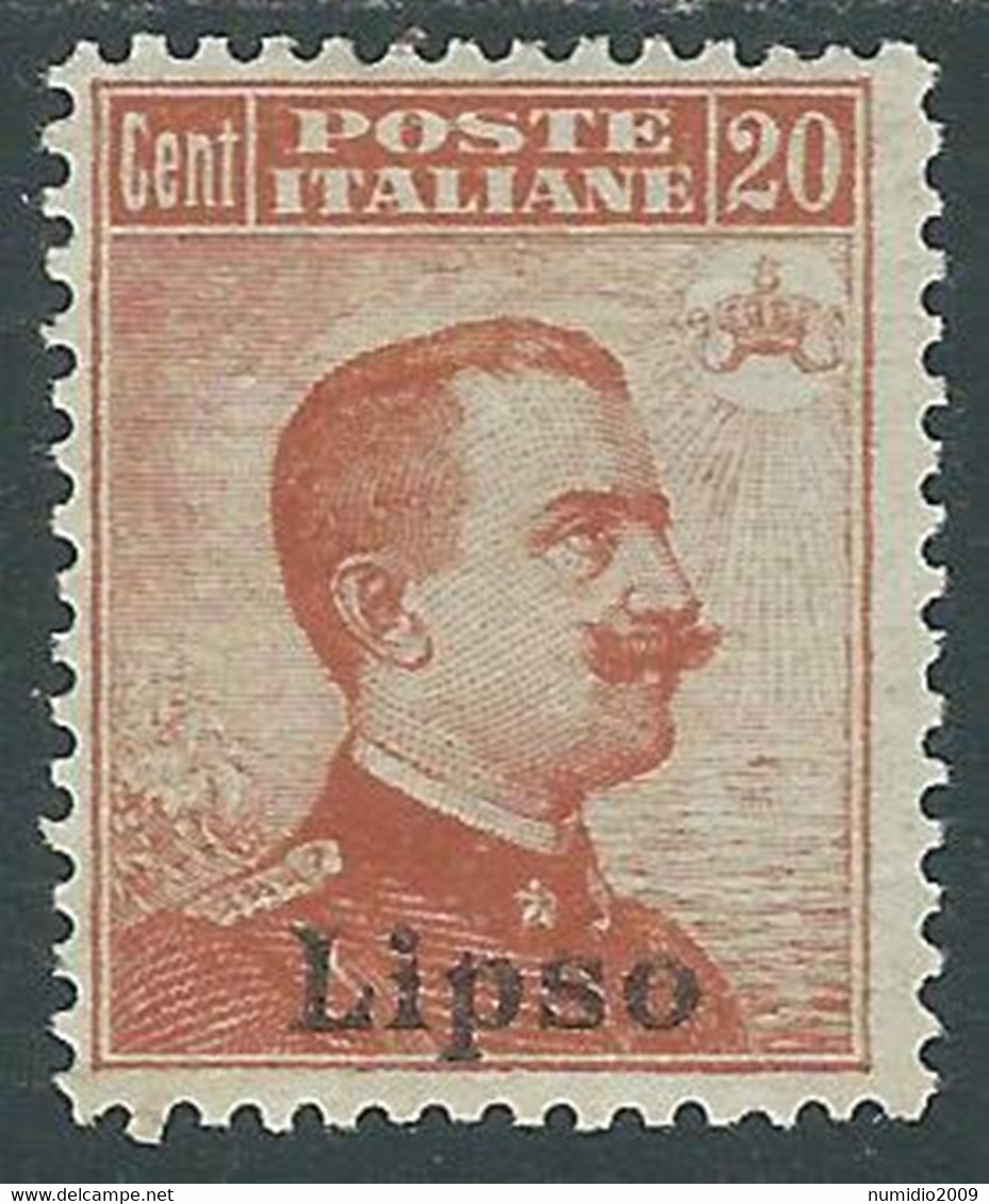 1917 EGEO LIPSO EFFIGIE 20 CENT MH * - RF35-8 - Ägäis (Lipso)