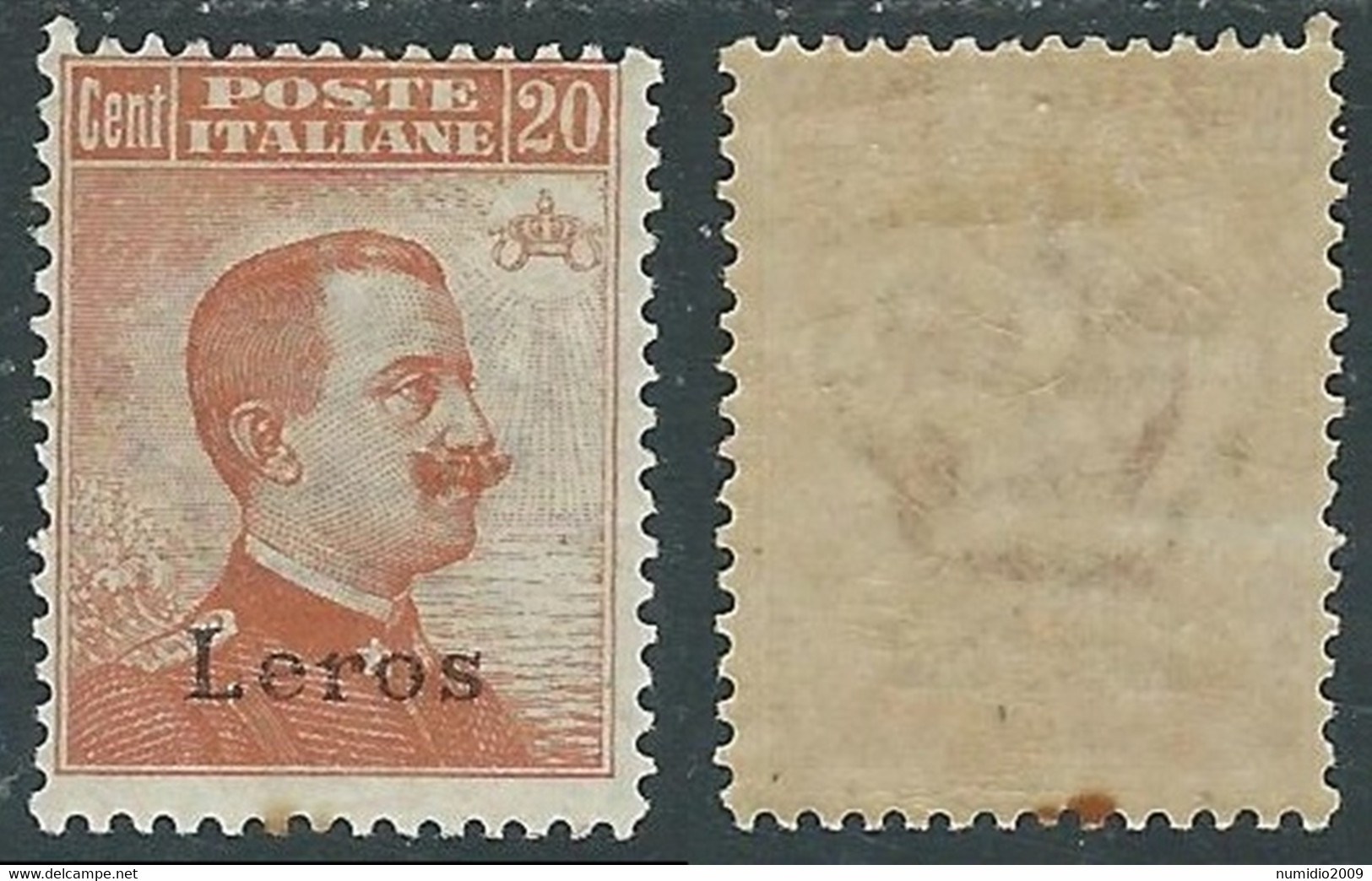 1921-22 EGEO LERO EFFIGIE 20 CENT MH * - E203 - Ägäis (Lero)