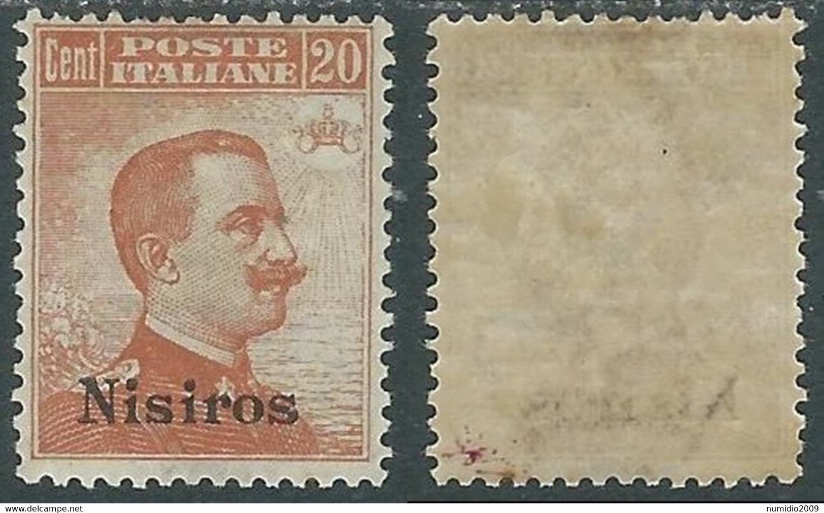 1921-22 EGEO NISIRO EFFIGIE 20 CENT MH * - E204 - Ägäis (Nisiro)