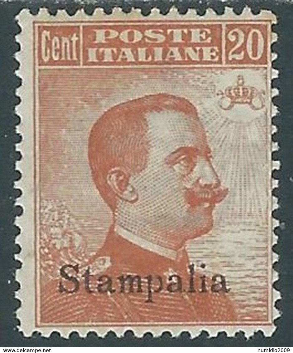 1921-22 EGEO STAMPALIA EFFIGIE 20 CENT MH * - RF35-8 - Aegean (Stampalia)