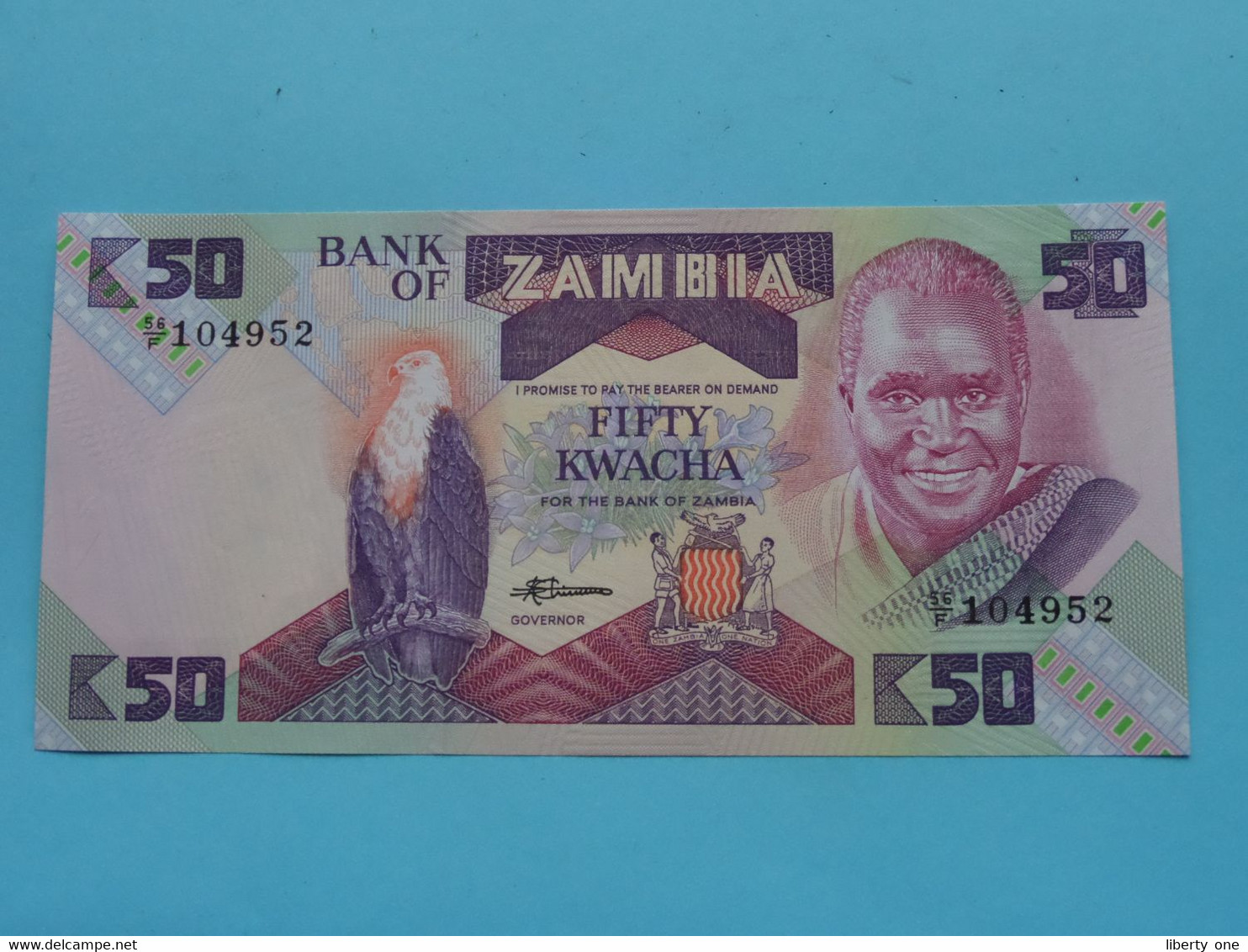 K50 Fifty KWACHA ( 56/F 104952 ) Bank Of ZAMBIA ( For Grade See SCANS ) UNC ! - Zambia