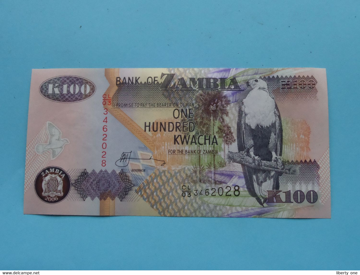 K100 One Hundred KWACHA ( CL/03 3462028 ) Bank Of ZAMBIA - 2006 ( For Grade See SCANS ) UNC ! - Zambia