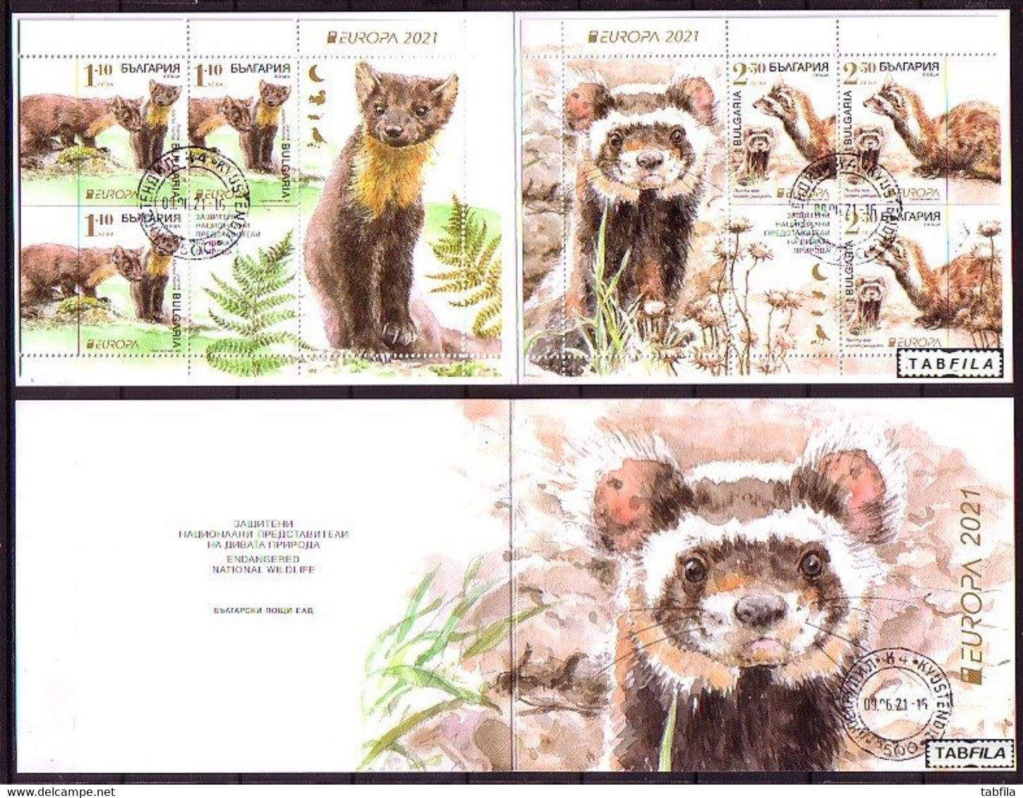 BULGARIA - 2021 - Europa-CEPT - Animaux Protégés - Booklet - Data Cache - Used Stamps