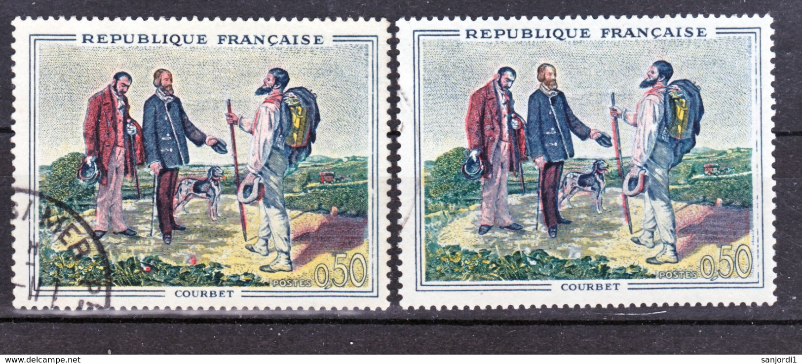 France  1363 Tableau Baton épais Et Normal Courbet Oblitéré Used - Used Stamps