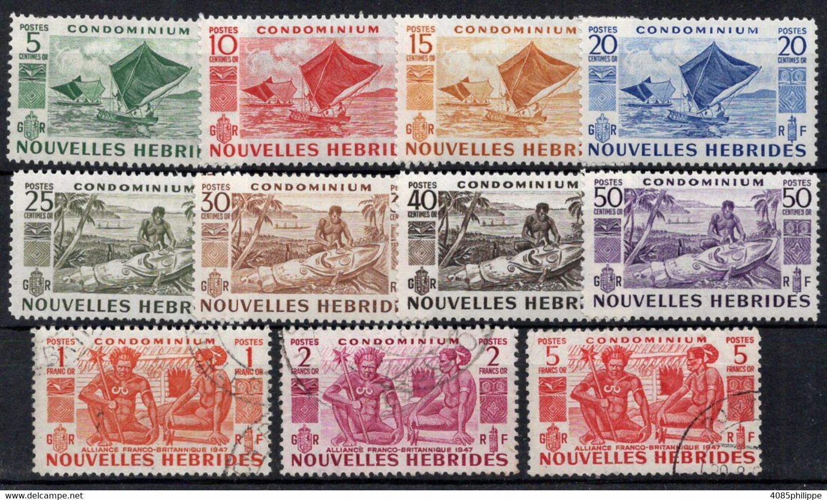 Nouvelles HEBRIDES  Timbres Poste N°144* à 151* Neufs & 152 à 154 Oblitérés TB Cote 128€50 - Nuovi