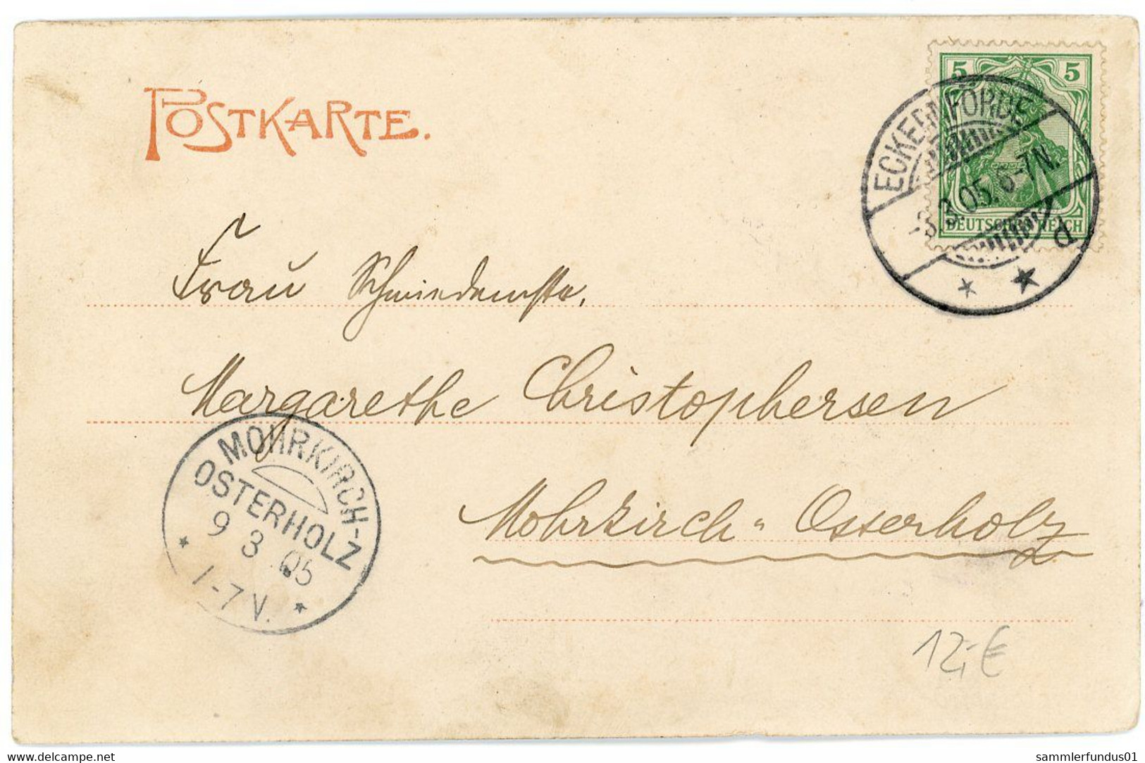 AK/CP Eckernförde  Rathausmarkt  Kieler Strasse      Gel./circ.1905  Erhaltung/Cond. 2  Nr. 01472 - Eckernförde