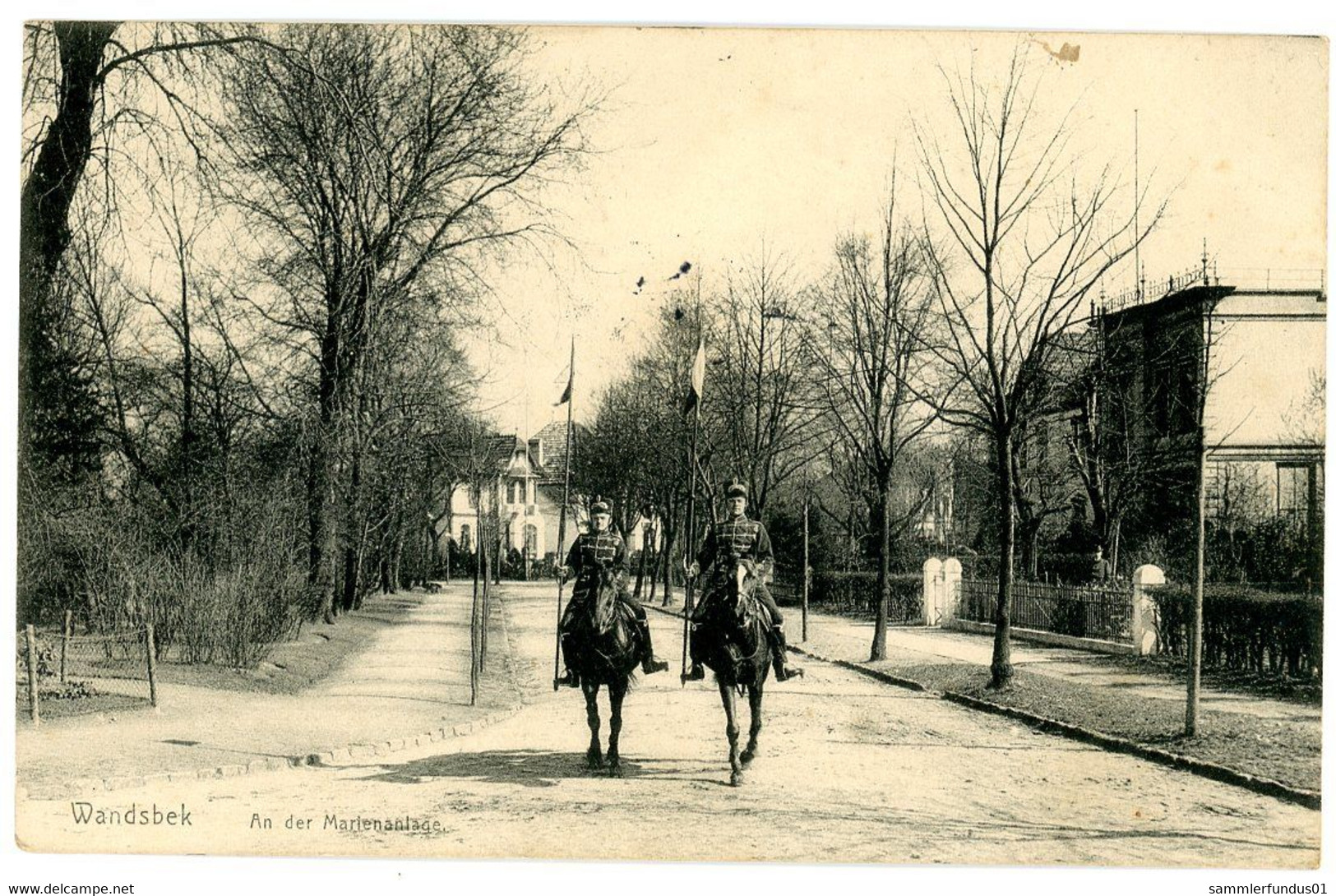 AK/CP 1.WK  Hamburg Wandsbek  Husaren  Strasse  An Der Marienanlage    Gel./circ.1916   Erhaltung/Cond. 2/2-  Nr. 01480 - Wandsbek