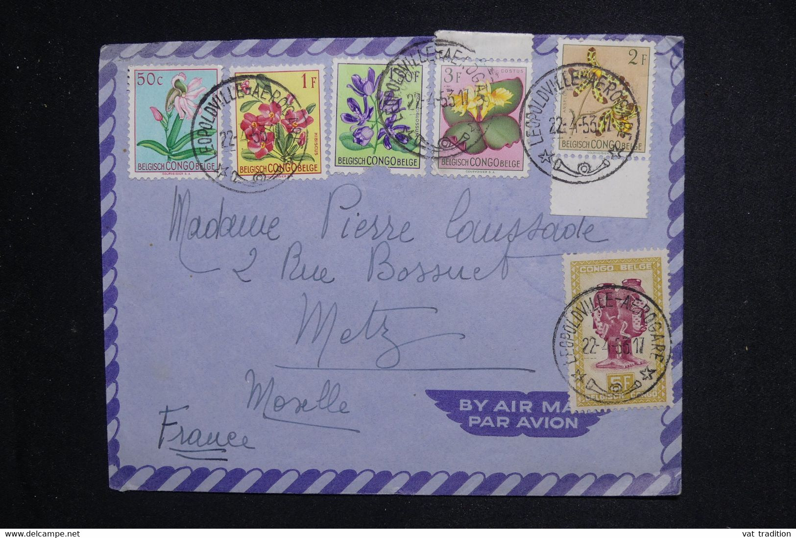 CONGO BELGE - Enveloppe De Leopoldville Pour La France En 1953, Affranchissement Varié - L 128689 - Covers & Documents