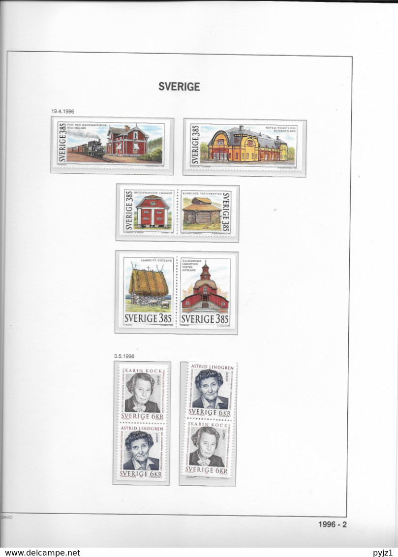 1996 MNH Sweden, Year Collection According To DAVO Album - Annate Complete