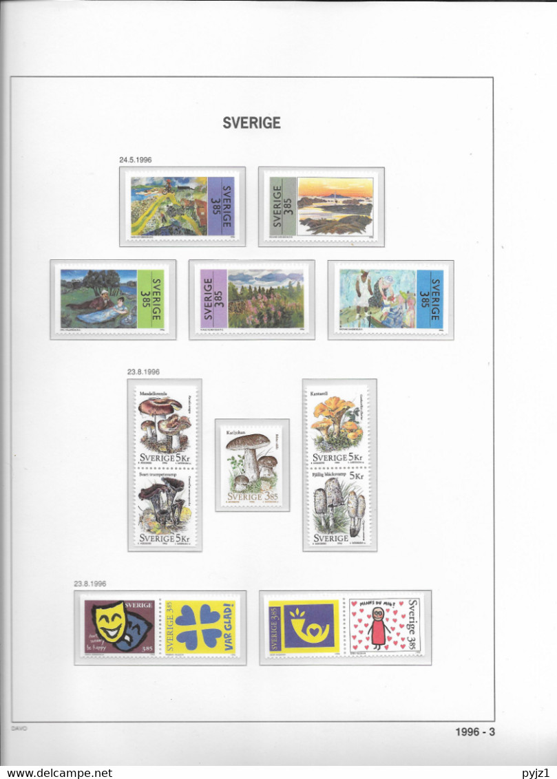 1996 MNH Sweden, Year Collection According To DAVO Album - Volledig Jaar