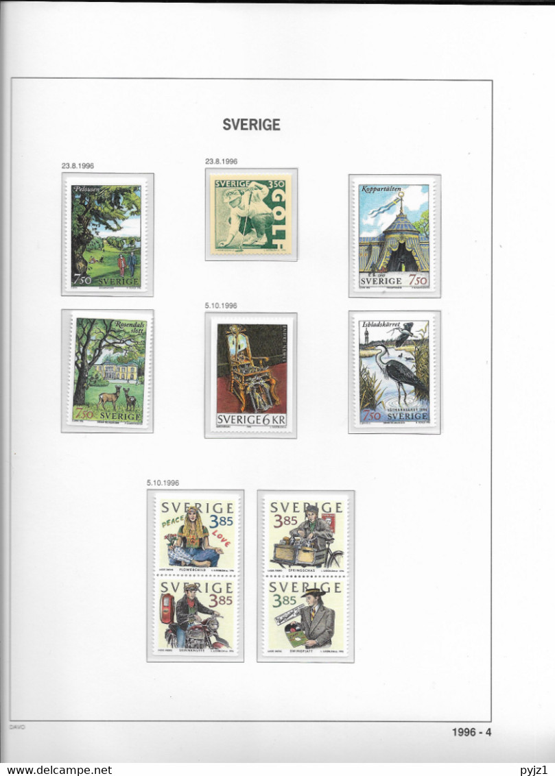 1996 MNH Sweden, Year Collection According To DAVO Album - Volledig Jaar