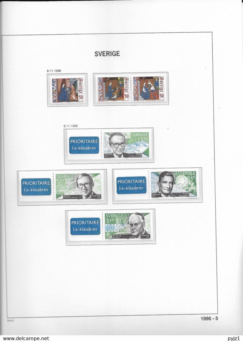 1996 MNH Sweden, Year Collection According To DAVO Album - Full Years