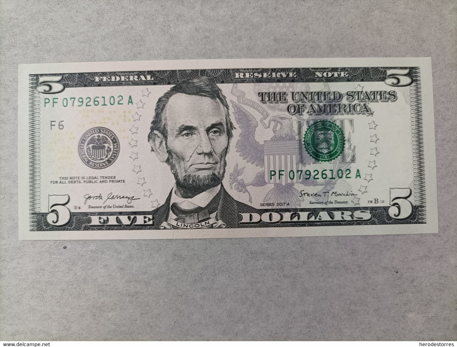 Billete De Estados Unidos De 5 Dólar, Año 2017, UNC - Unidentified