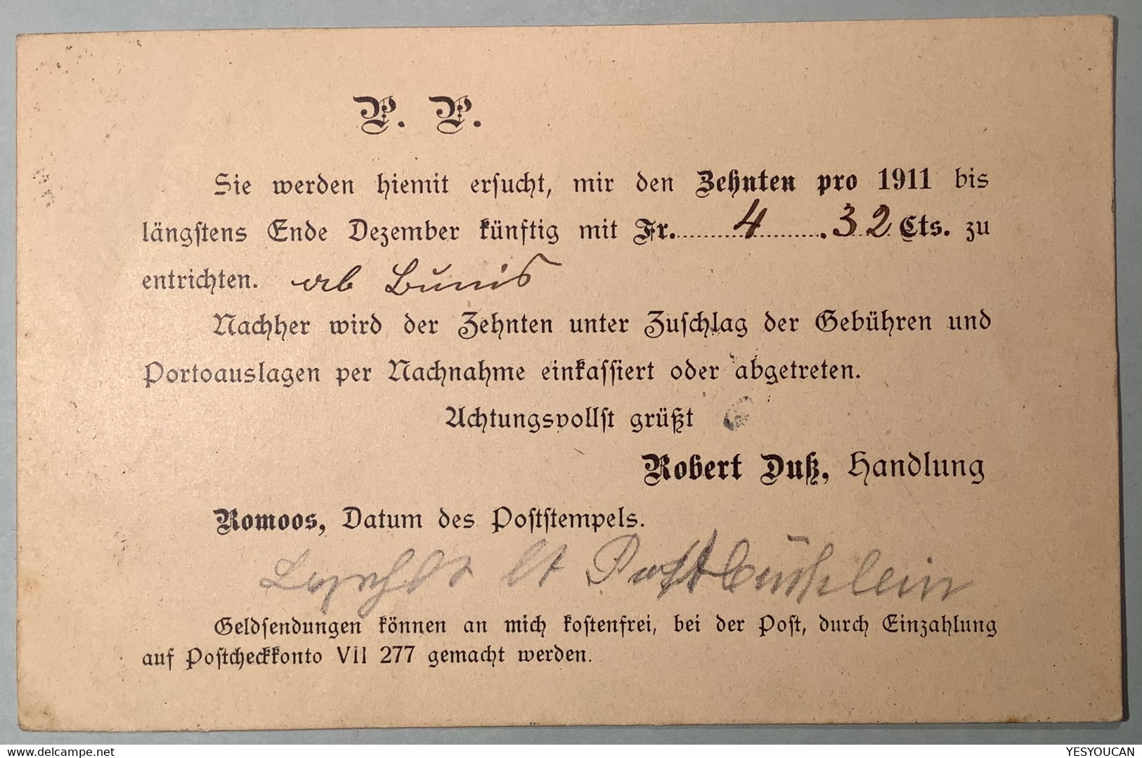 ROMOOS LUZERN 11.11.11 ! Seltene SCHNAPSZAHL Auf 1911 Bedarfs ! Postkarte> Hasle  ZNr 125 III (LU  Tellknabe - Covers & Documents