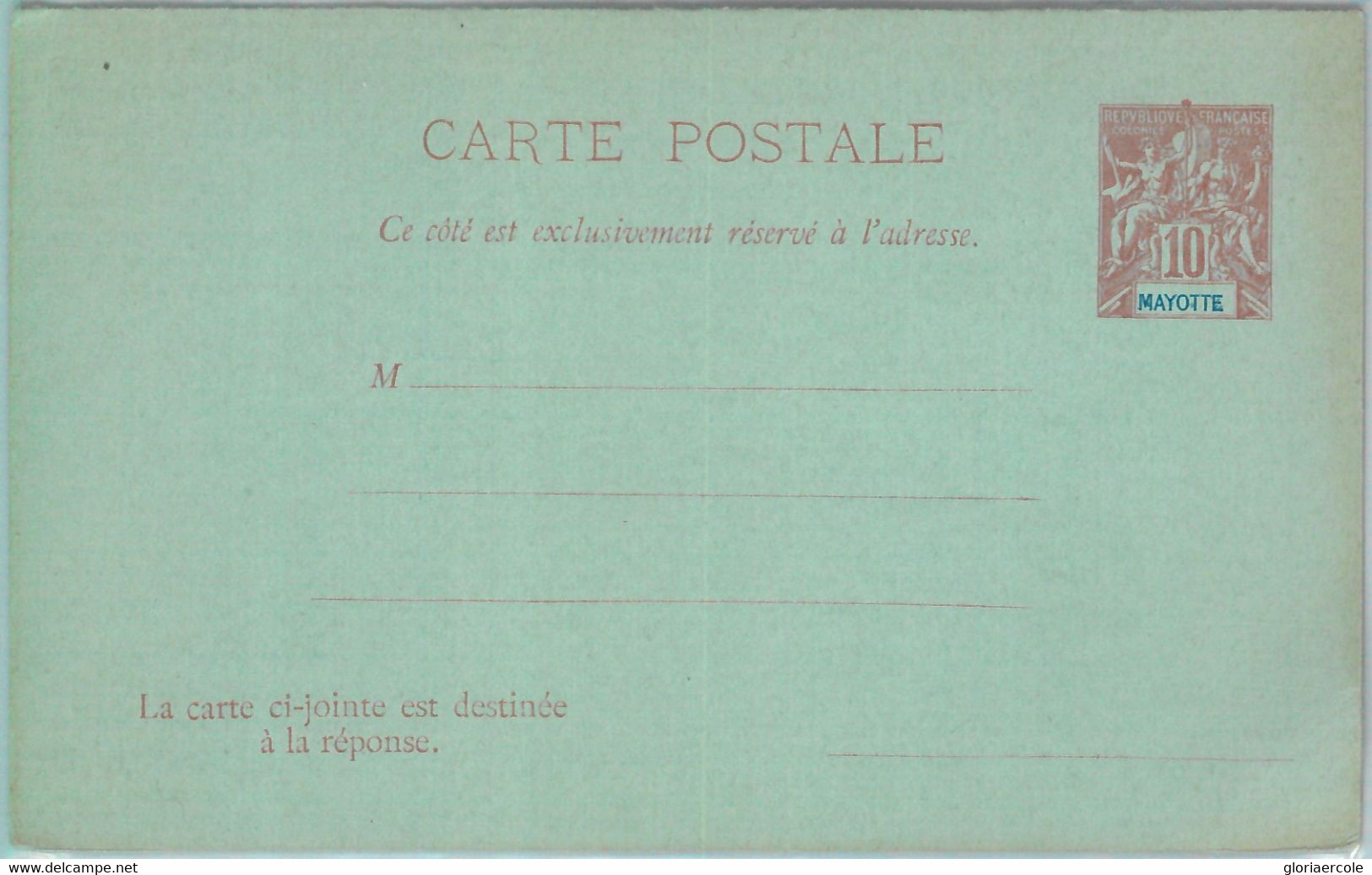 88892 - MAYOTTE - POSTAL HISTORY - Double Postal Stationery Card H & G # 6 1901 - Other & Unclassified