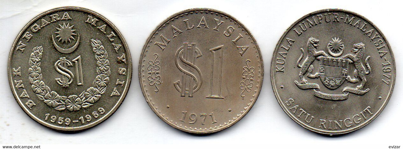 MALAYSIA, Set Of Three Coins 1 Ringgit, Copper-Nickel, Year 1969-77, KM # 7, 9.1, 22 - Malaysia