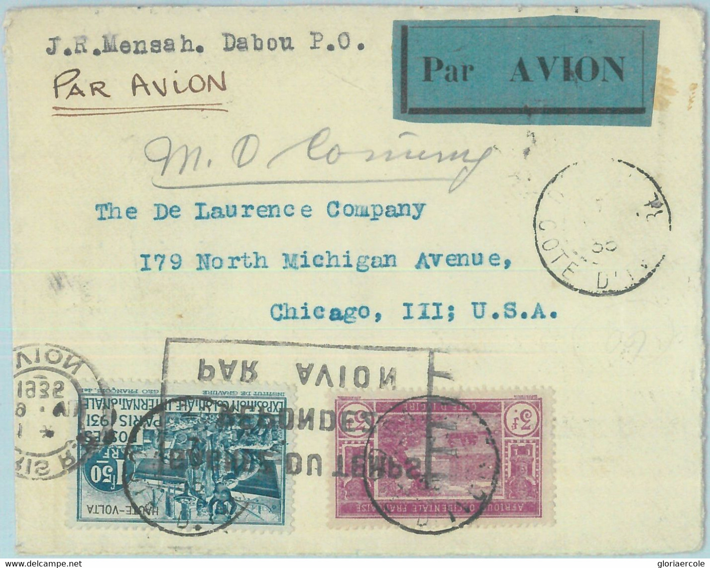 88899 - COTE D'IVOIRE / UPPER VOLTA - Postal History - AIRMAIL COVER To USA 1935 - Otros & Sin Clasificación