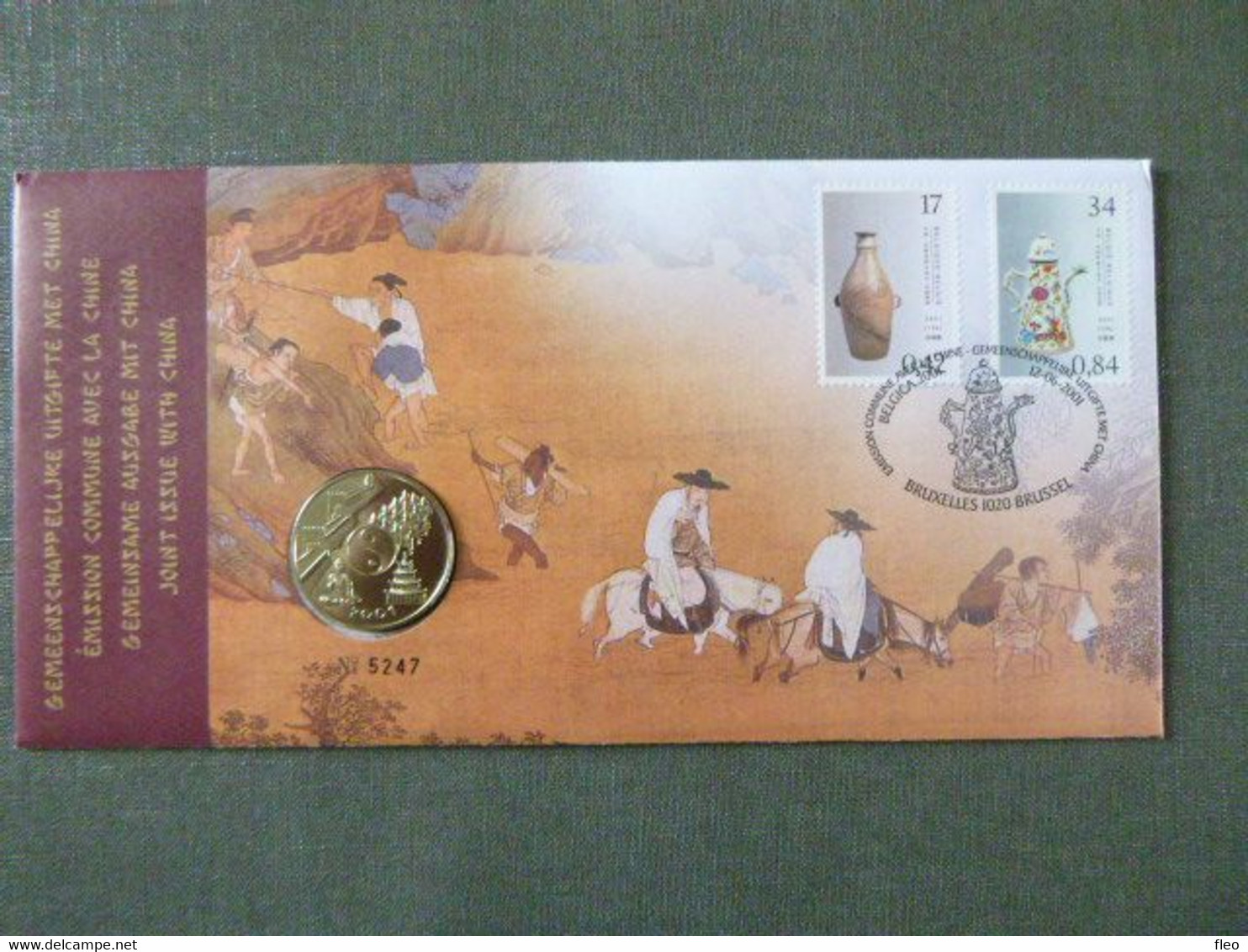 BELG.2001 3008/09 China Pottery JOINT ISSUE Numisletter TB, Muntbrief - Numisletters