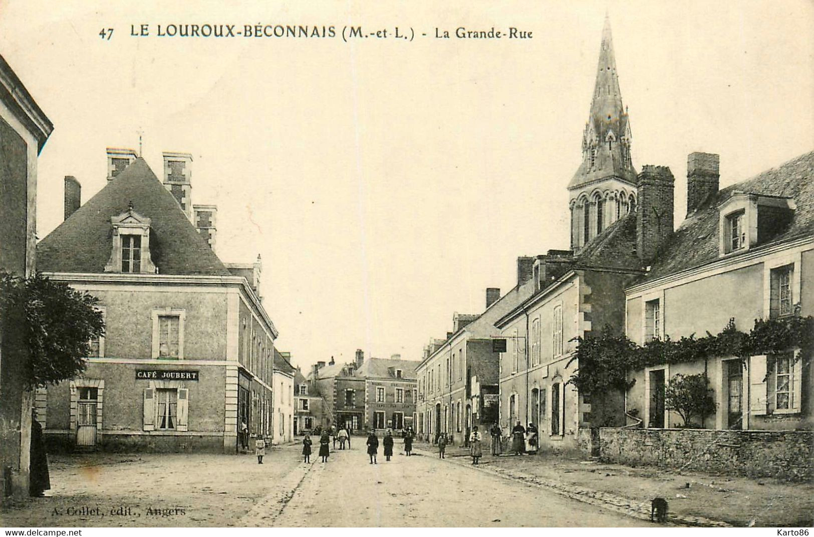 Le Louroux Béconnais * La Grande Rue * Café JOUBERT * Villageois - Le Louroux Beconnais