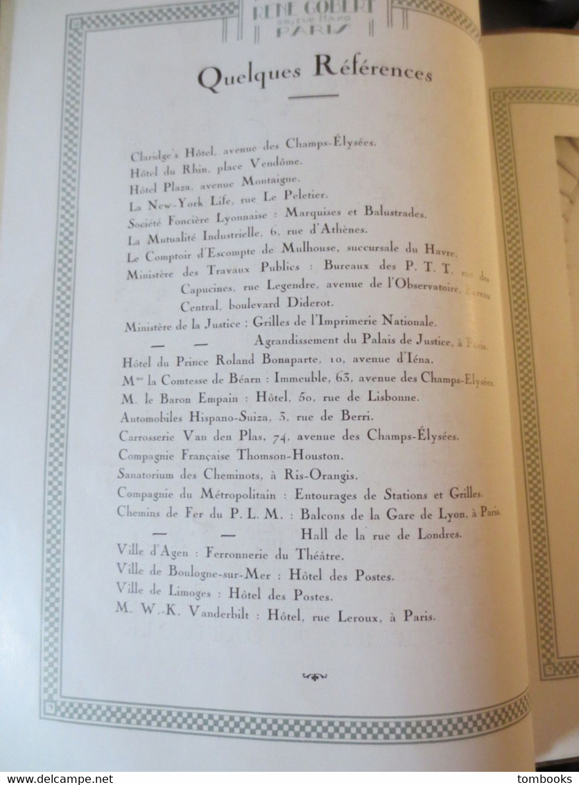 Catalogue Ferronnerie d'Art - René Gobert - Art Nouveau - nombreuses adresses et références  d'installations -