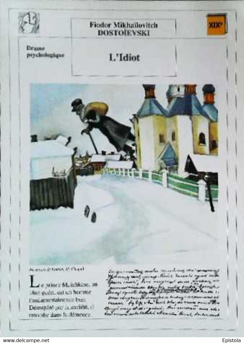 ►   Fiche   Litterature  Dostoievski  L'idiot  Au Dessus De Vitebsk  Chagall - Didactische Kaarten