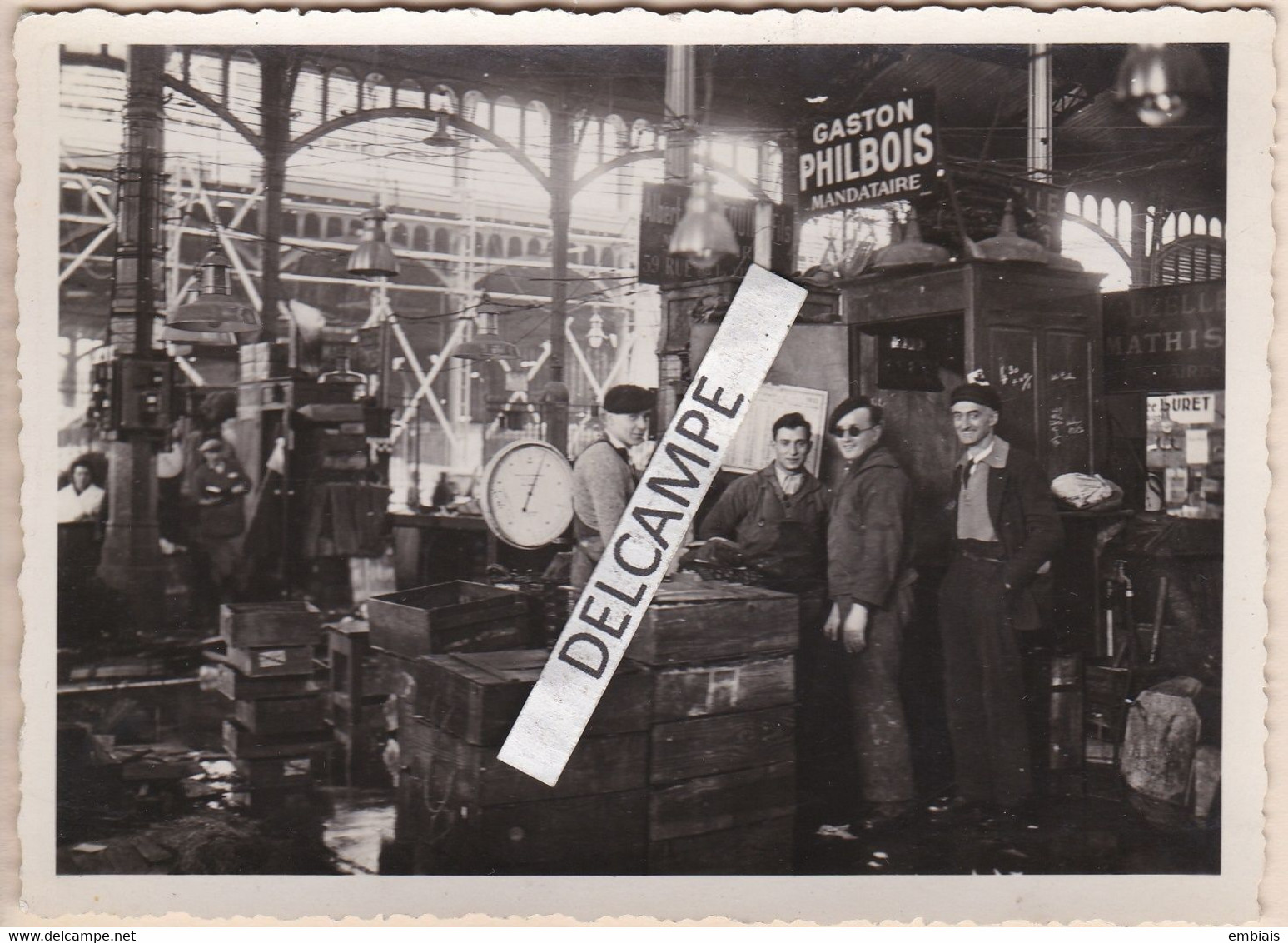 PARIS 1er  LES HALLES 1935  - Carte Photo De L'intérieur Des Halles Centrales, Gaston PHILBOIS, Mandataire - Straßenhandel Und Kleingewerbe